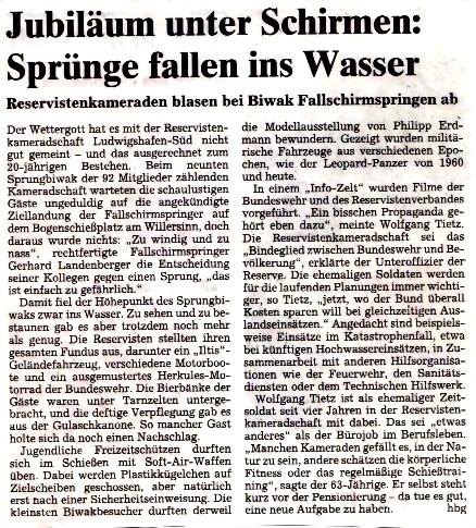 Unterstützung der Reservistenkameradschaft Ludwigshafen Süd 2005