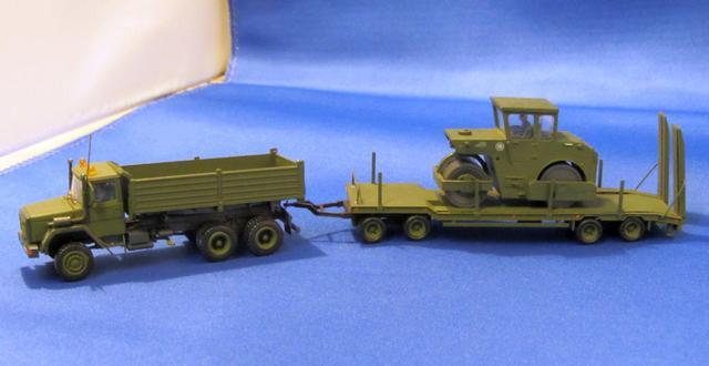 Magirus Deutz 27t mit Straßenwalze auf Lastanhänger 20t