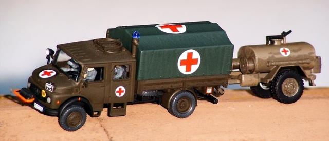 San-ABC Fahrzeug der Bundeswehr DB L 911/42 Doppelkabiner mit Dekontaminationsanhänger Einsatzfahrzeug der Bundeswehr  von 1976