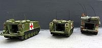 Rechts: M577 A1 Stabssanitätsfahrzeug der US-Army von 1970, Mitte: 1x M113 A2, Links: 1x M113 A1 Sanitätspanzer der US-Army  1985