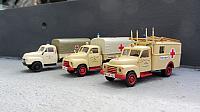 2x Opel Blitz, 1x Hanomag 1,5t DRK-Einsatzfahrzeuge von 1955