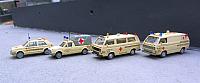2x VW Golf 1: DRK-Einsatzfahrzeuge von 1985, 2x VW T3: DRK-Einsatzfahrzeuge 1985