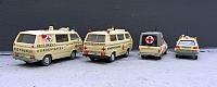 2x VW Golf 1: DRK-Einsatzfahrzeuge von 1985, 2x VW T3: DRK-Einsatzfahrzeuge 1985